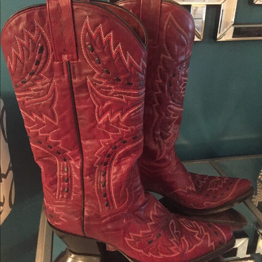 Dan post red leather cowboy boots